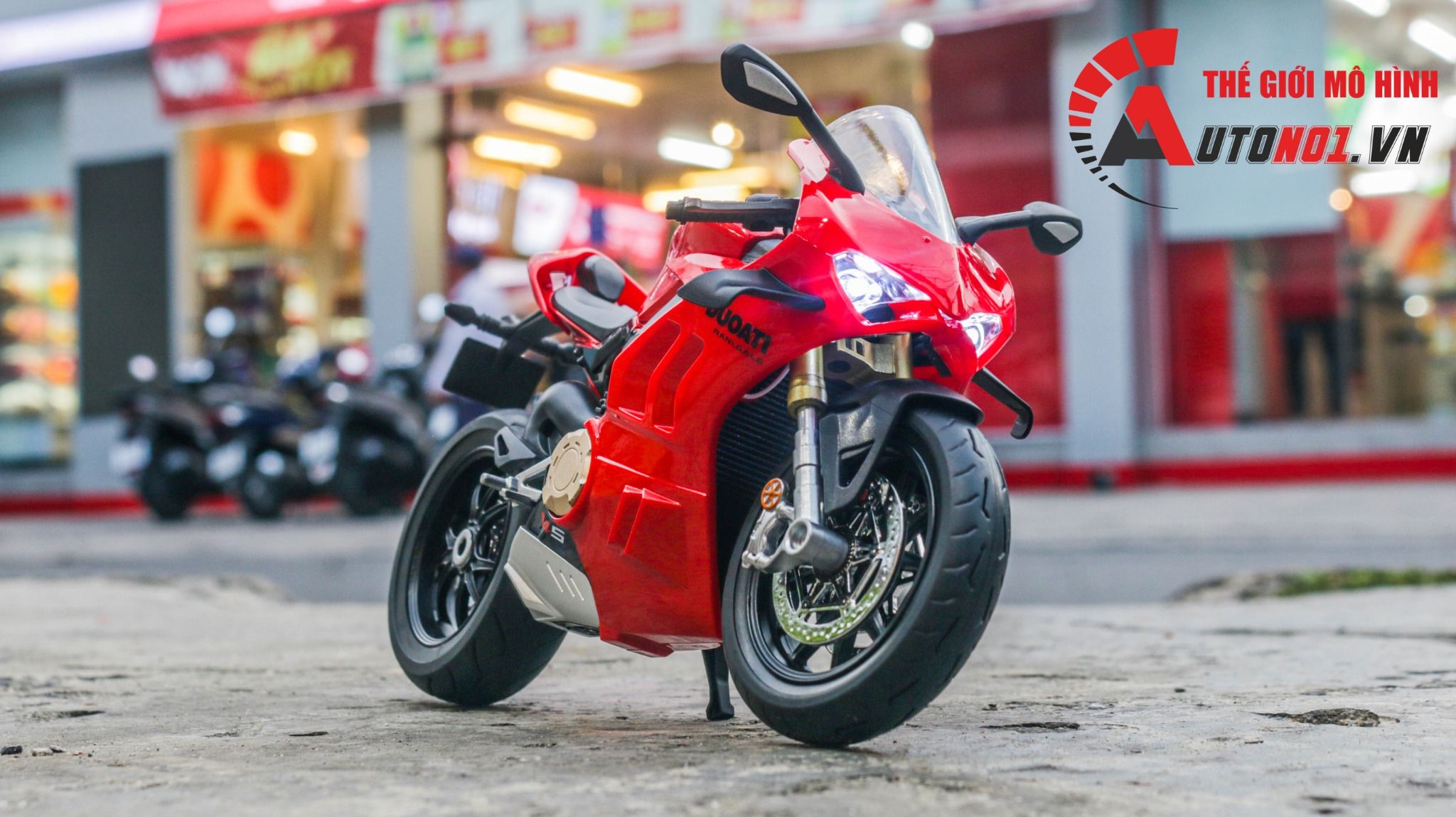Mô hình mô tô Ducati V4S có âm thanh - đèn - ben nâng tỉ lệ 1:9 Alloy Model MT087
