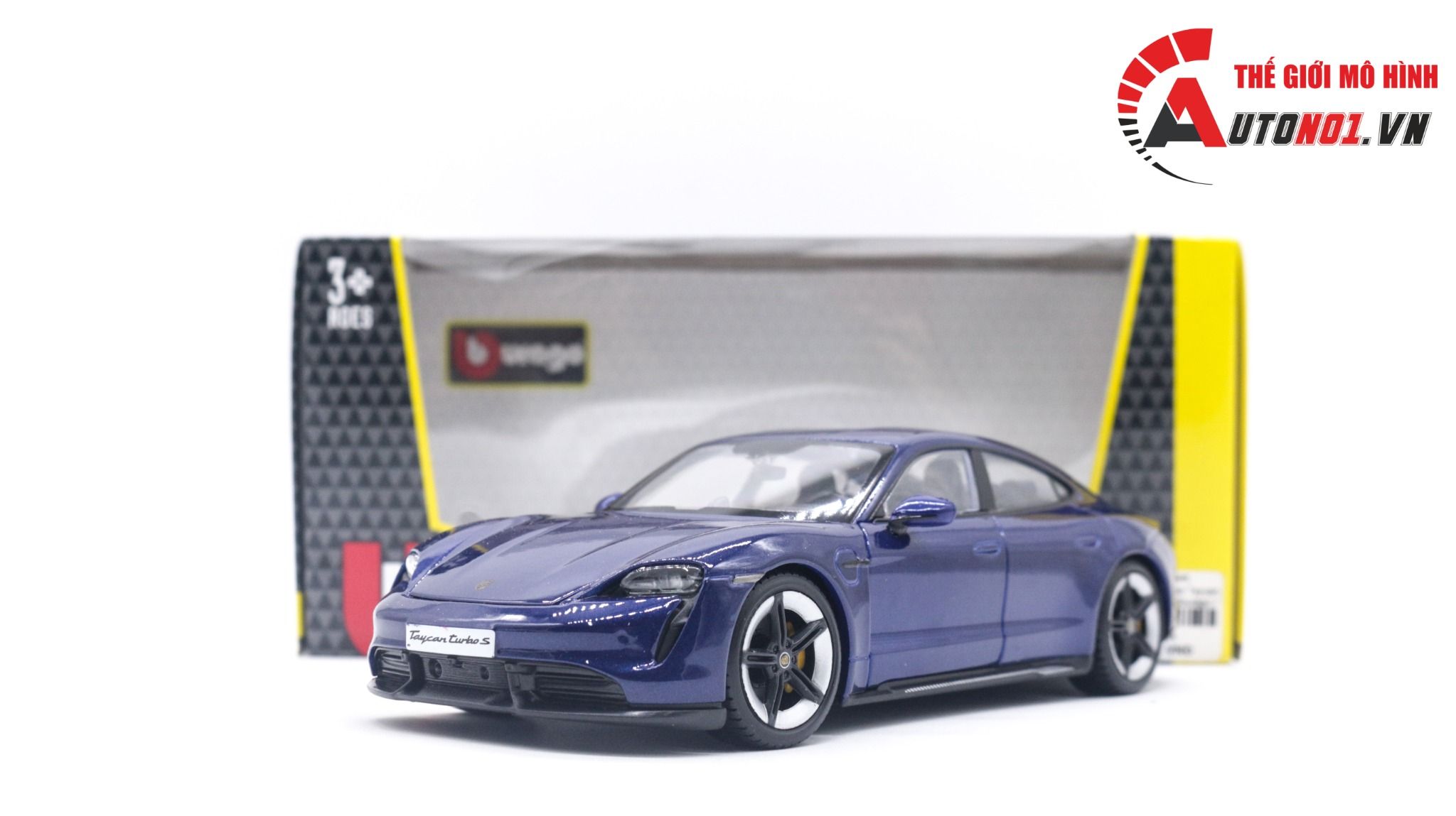 Mô hình xe Porsche Taycan Turbo S mở được 2 cửa, capo và cốp sau tỉ lệ 1:24 Bburago