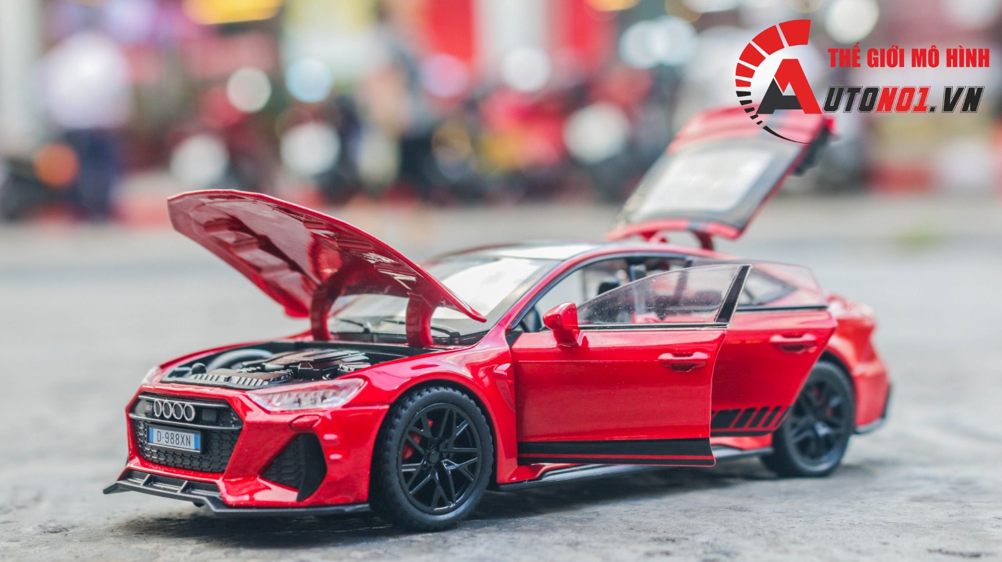 Mô hình xe xe Audi RS7 full open - full kính - có đèn - âm thanh tỉ lệ 1:32 Alloy Model OT481