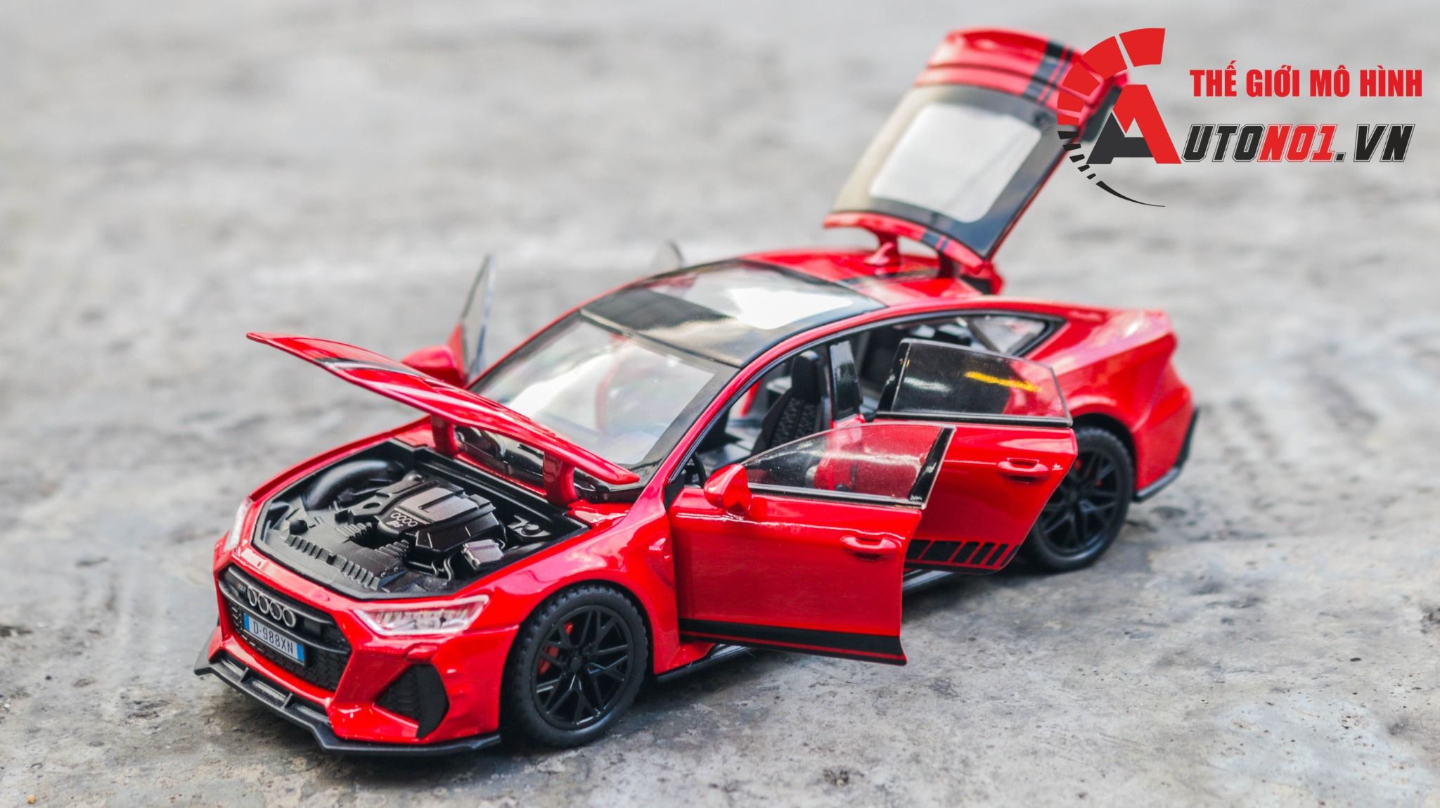 Mô hình xe xe Audi RS7 full open - full kính - có đèn - âm thanh tỉ lệ 1:32 Alloy Model OT481
