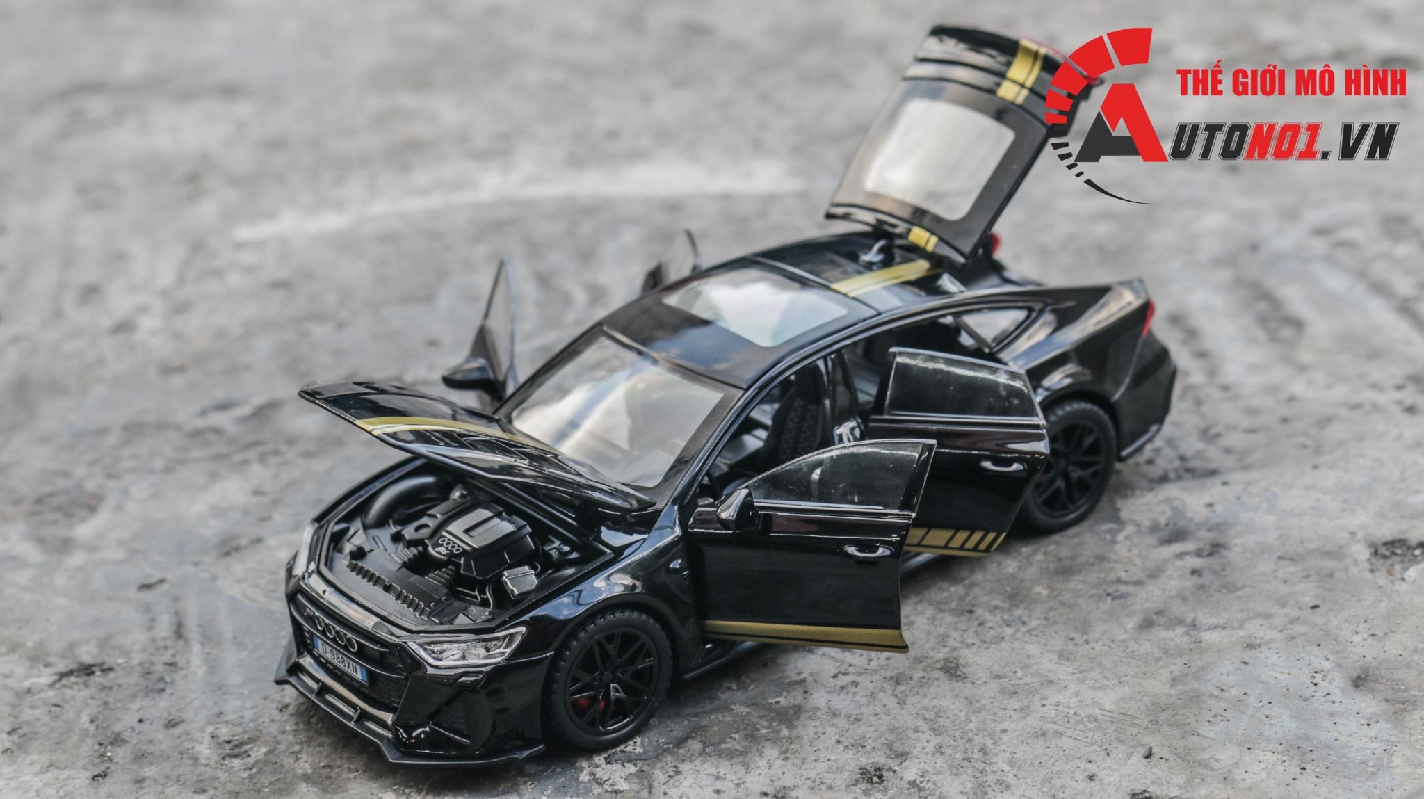 Mô hình xe xe Audi RS7 full open - full kính - có đèn - âm thanh tỉ lệ 1:32 Alloy Model OT481