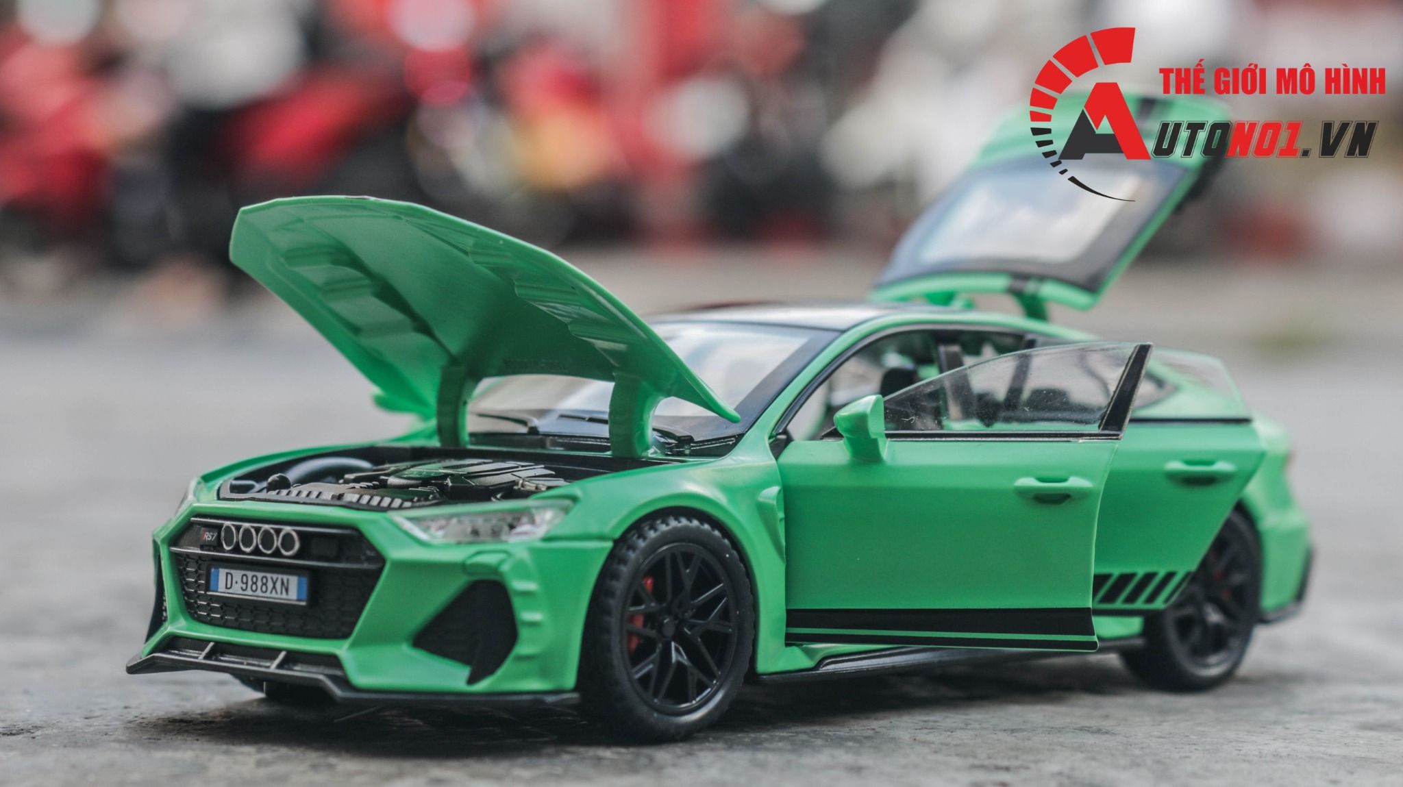 Mô hình xe xe Audi RS7 full open - full kính - có đèn - âm thanh tỉ lệ 1:32 Alloy Model OT481