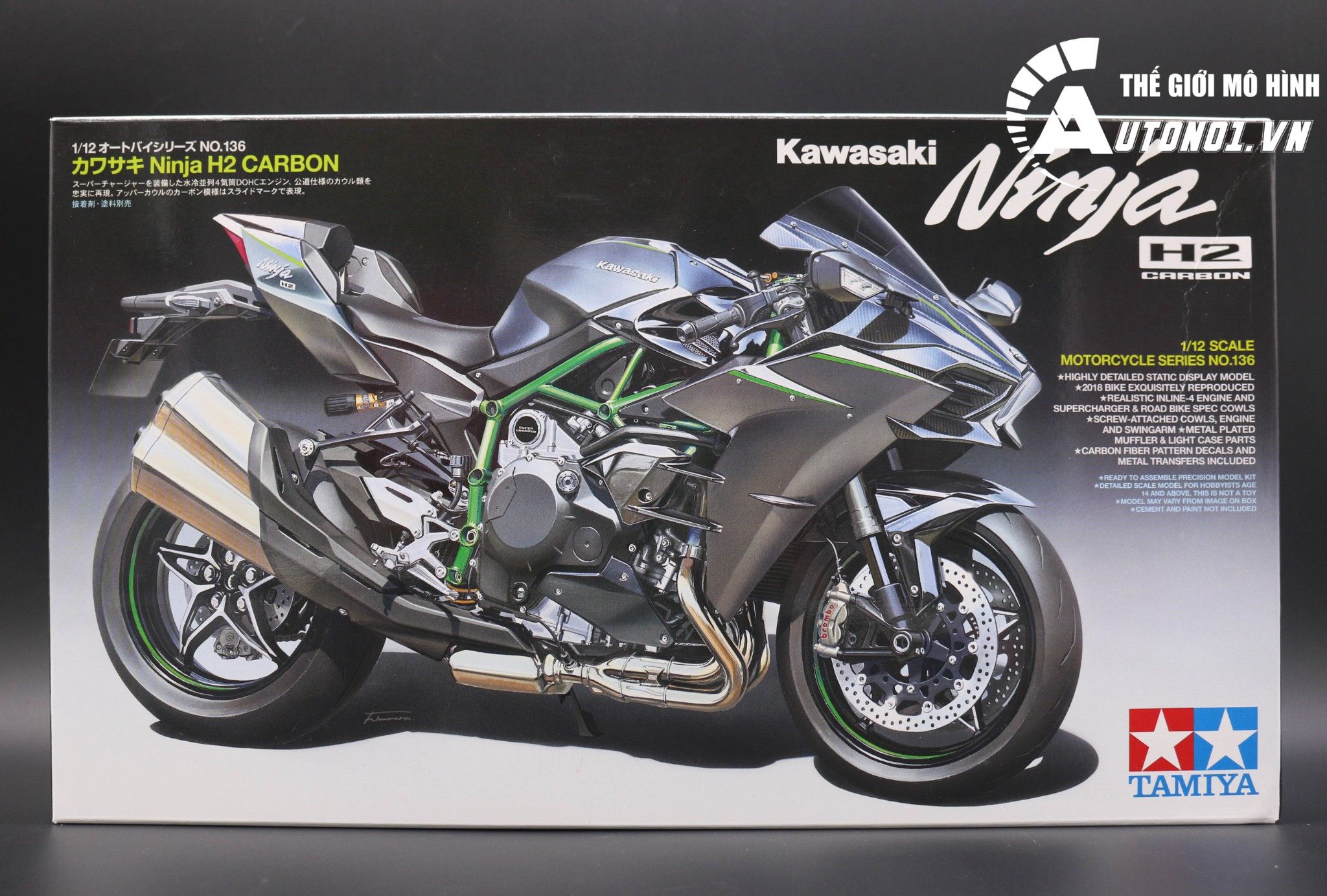  MÔ HÌNH KIT MÔ TÔ KAWASAKI H2 CARBON 1:12 TAMIYA 14136 