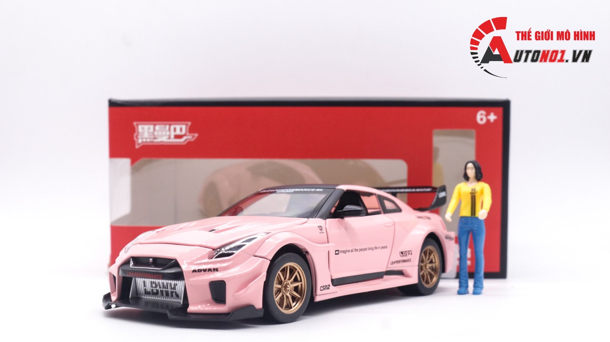 Mô hình xe Nissan GTR R35 CSR2 full open , có đèn , âm thanh 1:24 Alloy OT054