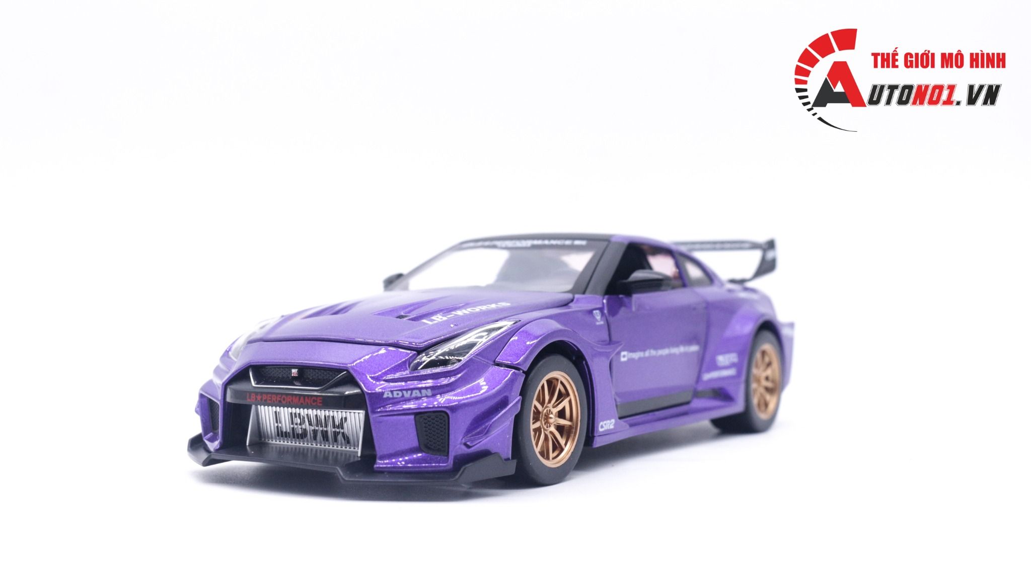 Mô hình xe Nissan GTR R35 CSR2 full open , có đèn , âm thanh 1:24 Alloy OT054