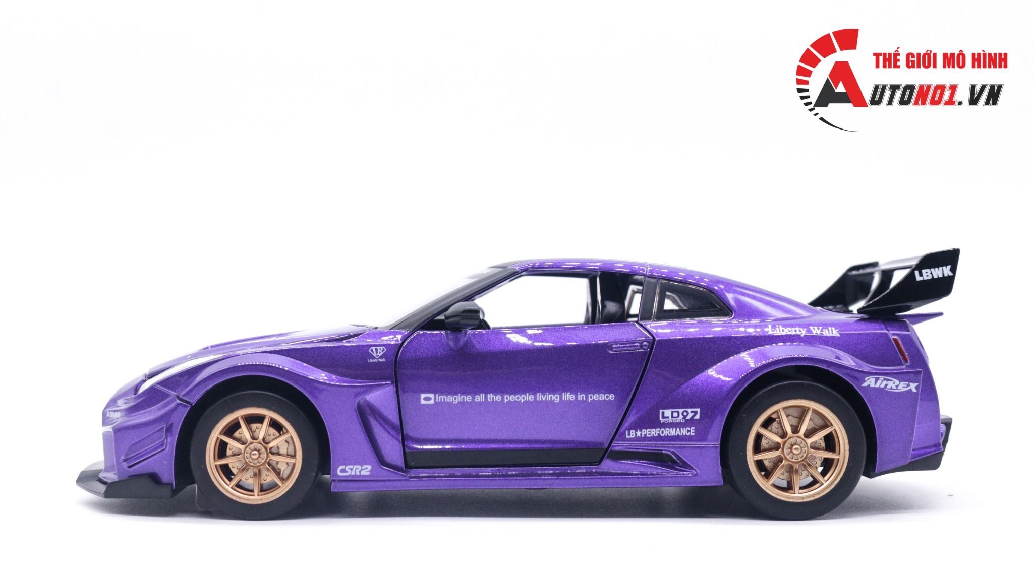 Mô hình xe Nissan GTR R35 CSR2 full open , có đèn , âm thanh 1:24 Alloy OT054