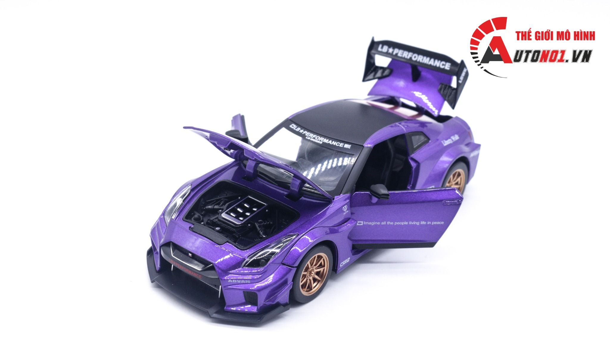 Mô hình xe Nissan GTR R35 CSR2 full open , có đèn , âm thanh 1:24 Alloy OT054