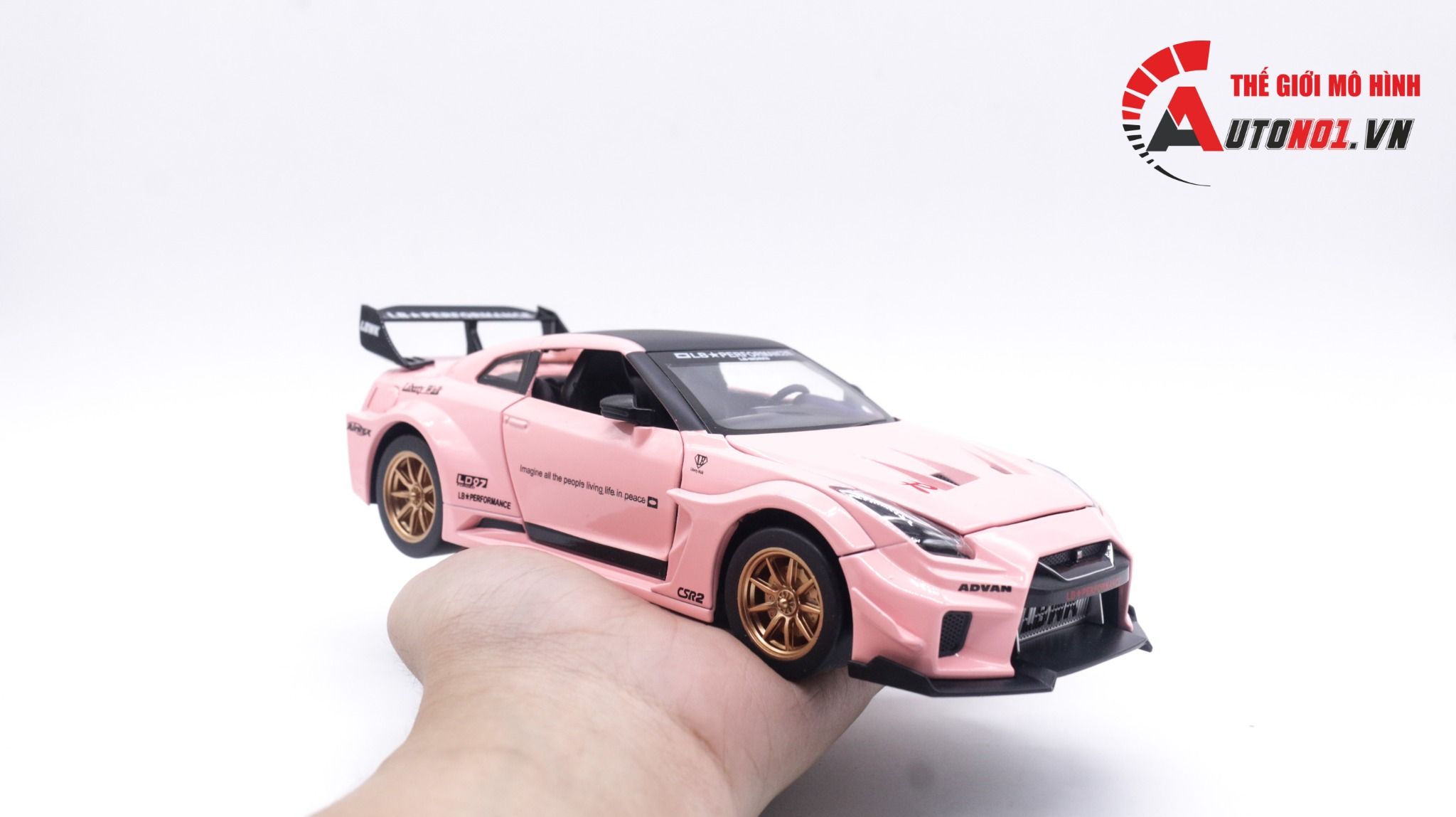 Mô hình xe Nissan GTR R35 CSR2 full open , có đèn , âm thanh 1:24 Alloy OT054