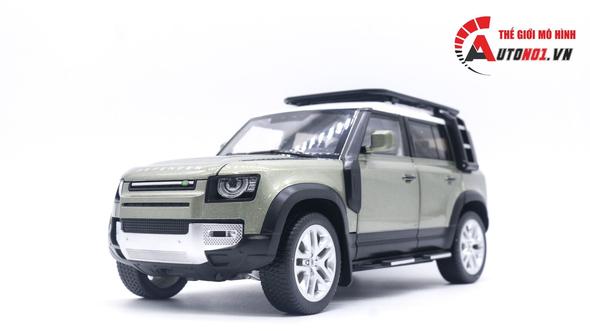 Mô hình xe Land Rover Defender 110 Full open - full kính - đánh lái được - có đèn - âm thanh tỉ lệ 1:18 Alloy Model OT047