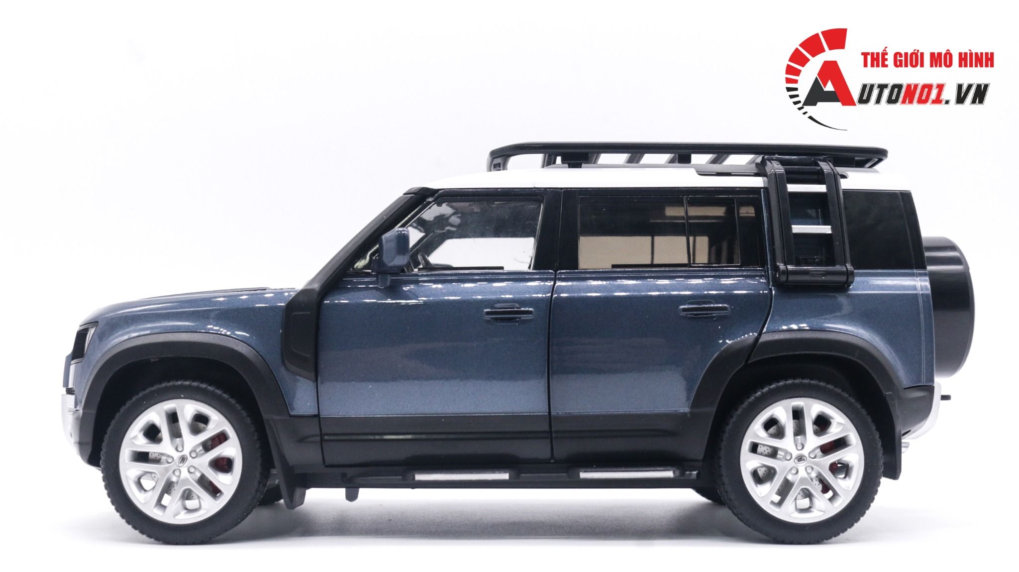 Mô hình xe Land Rover Defender 110 Full open - full kính - đánh lái được - có đèn - âm thanh tỉ lệ 1:18 Alloy Model OT047