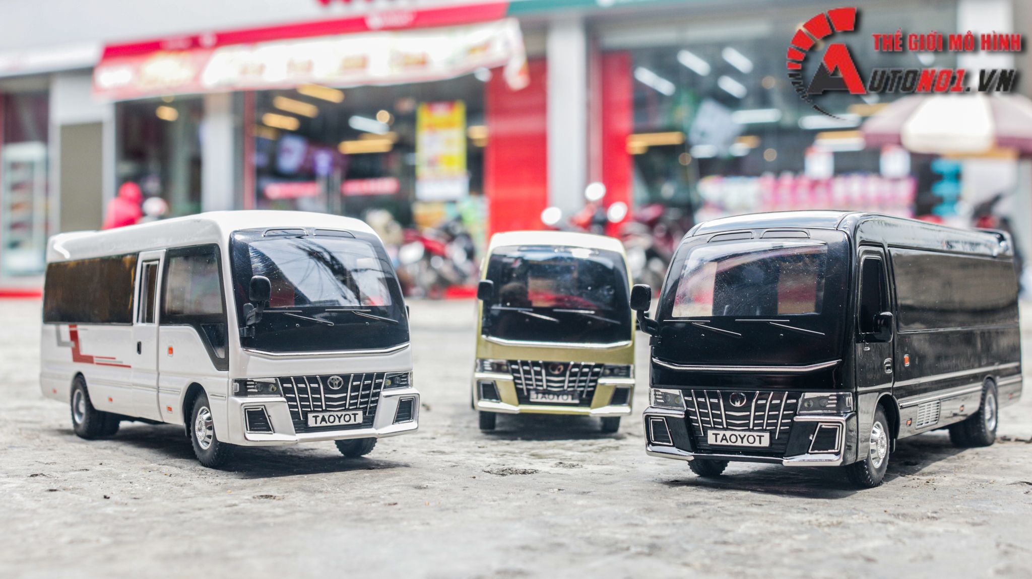 Mô hình xe Toyota Coaster Bus full open - có đèn - âm thanh tỉ lệ 1:32 Alloy Model OT508