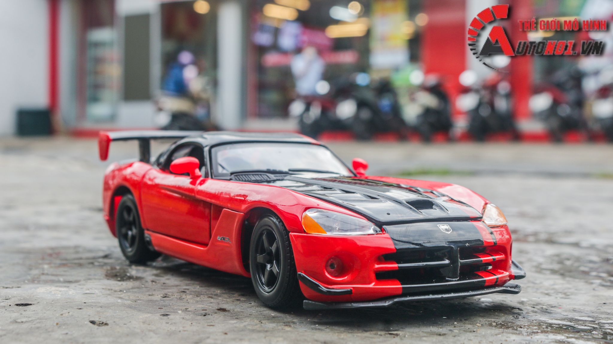 Mô hình xe Dodge Viper SRT10 Acr red black full open - đánh lái được tỉ lệ 1:24 Bburago OT591