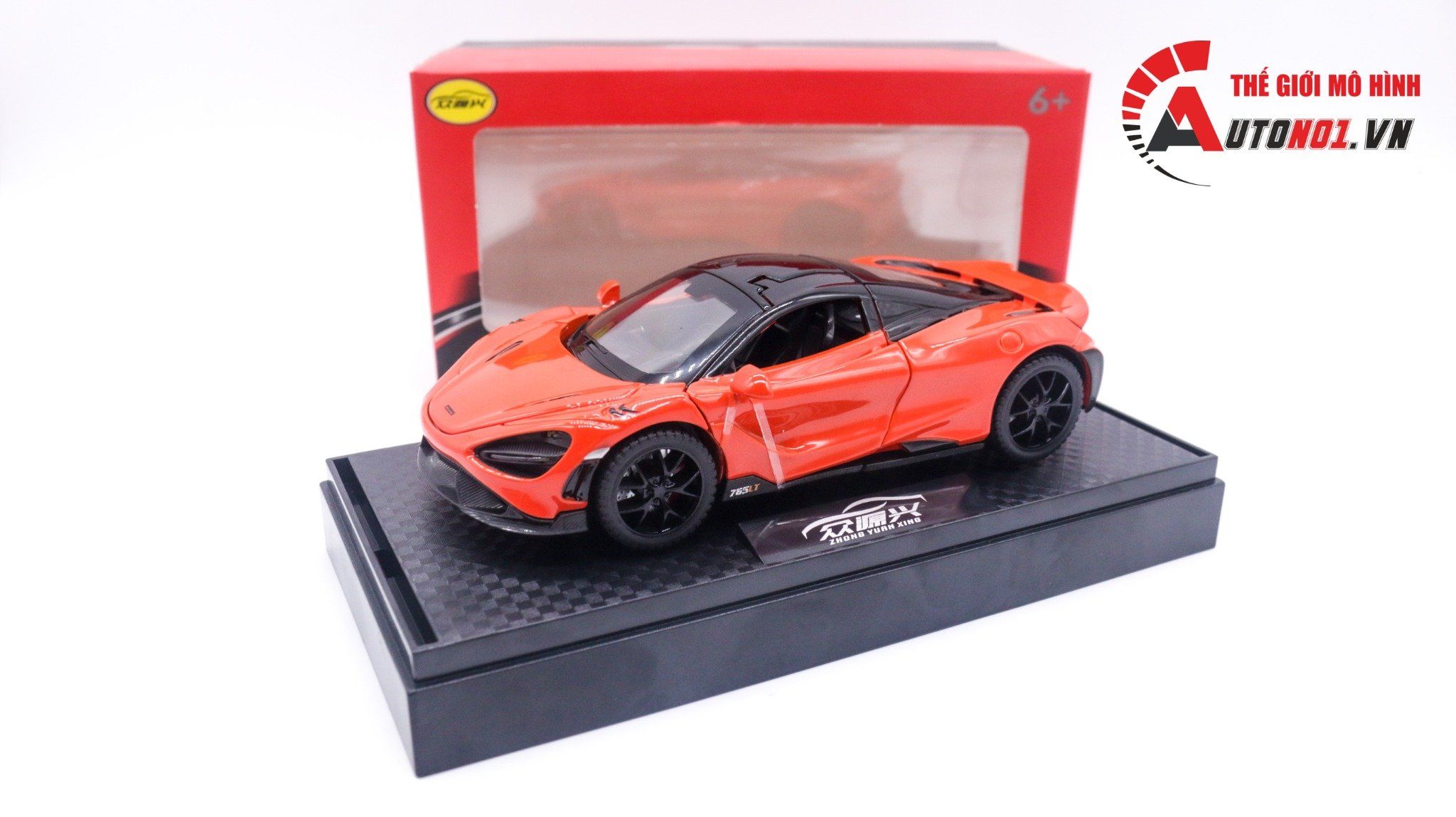 Mô hình xe ô tô Mclaren 765lt kèm hộp mica tỉ lệ 1:32 Alloy model OT051