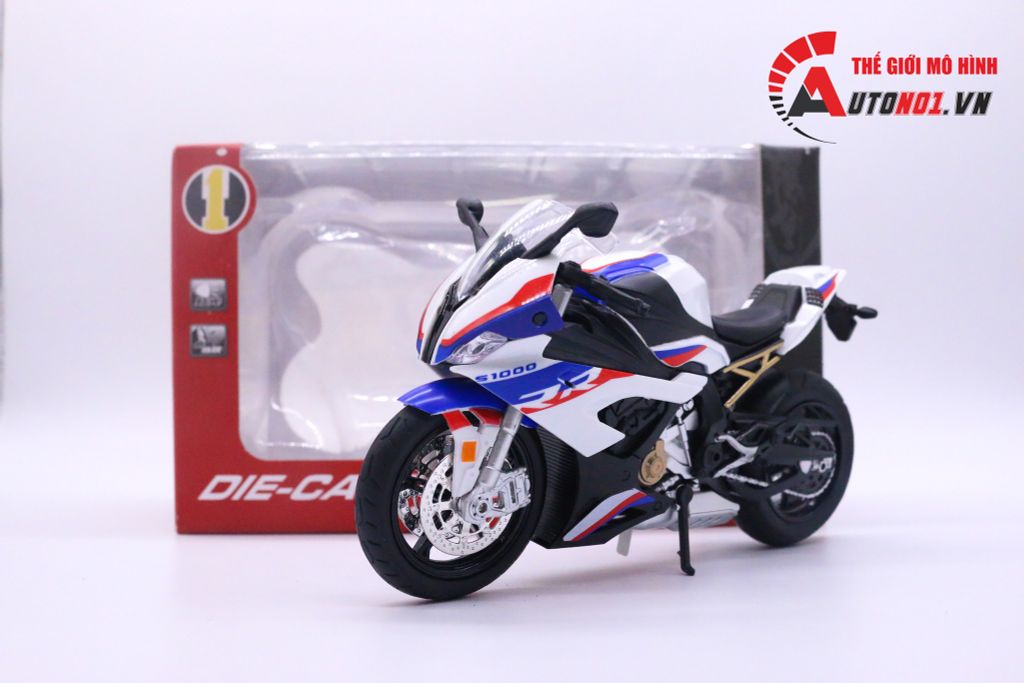 MÔ HÌNH BMW S1000RR 2020 WHITE BLUE 1:12 HUAYI ALLOY 7065