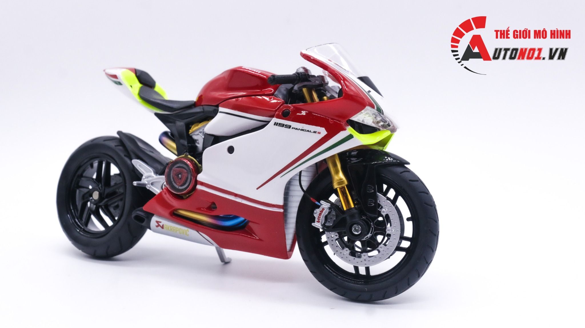 Mô hình siêu Xe Ducati 1199 tricolor độ nồi khô 1:12 Autono1 Maisto D221M