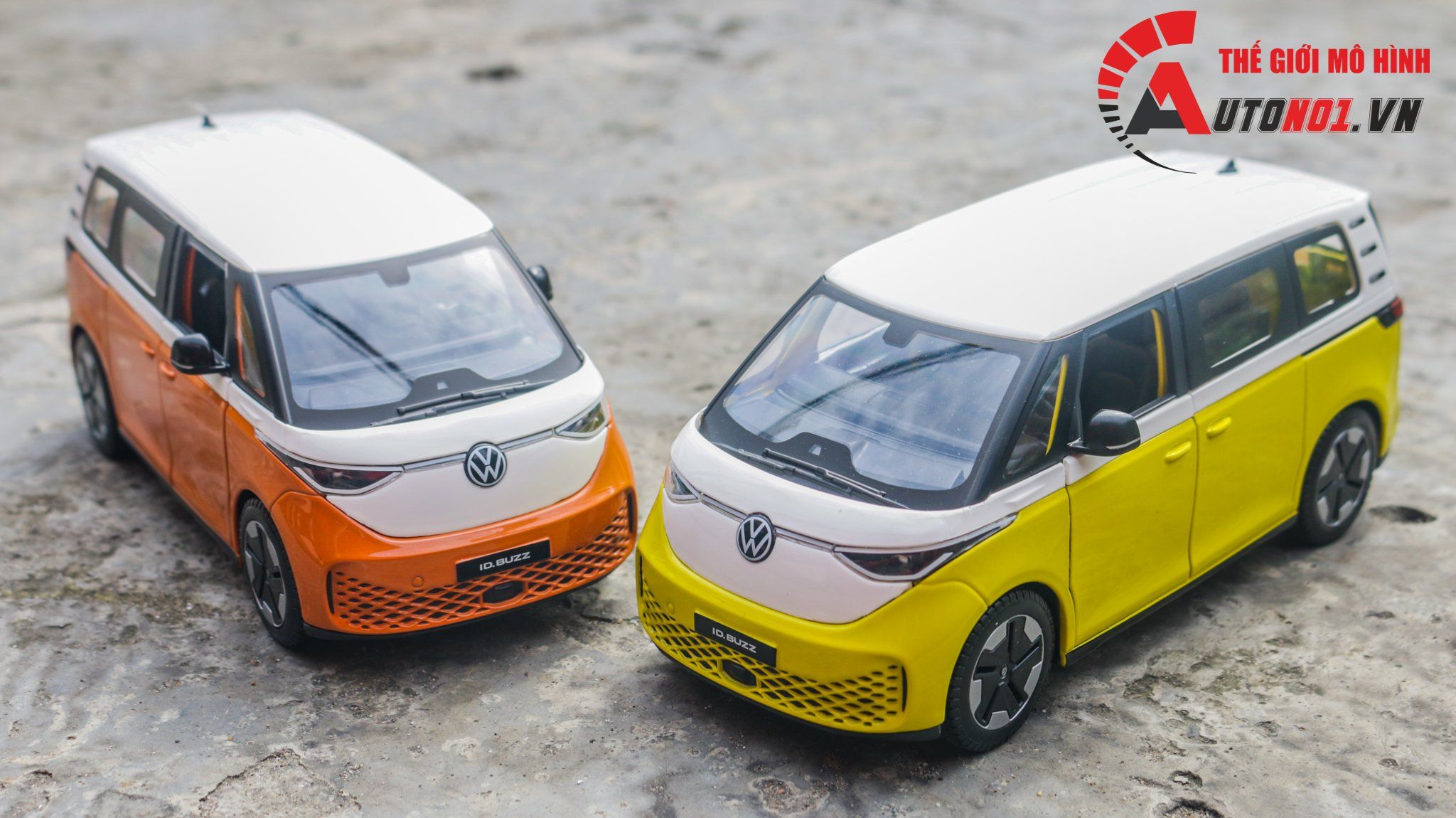 Mô hình xe ô tô điện ID. Buzz Volkswagen mở 2 cửa và cốp sau tỉ lệ 1:24 Maisto OT535