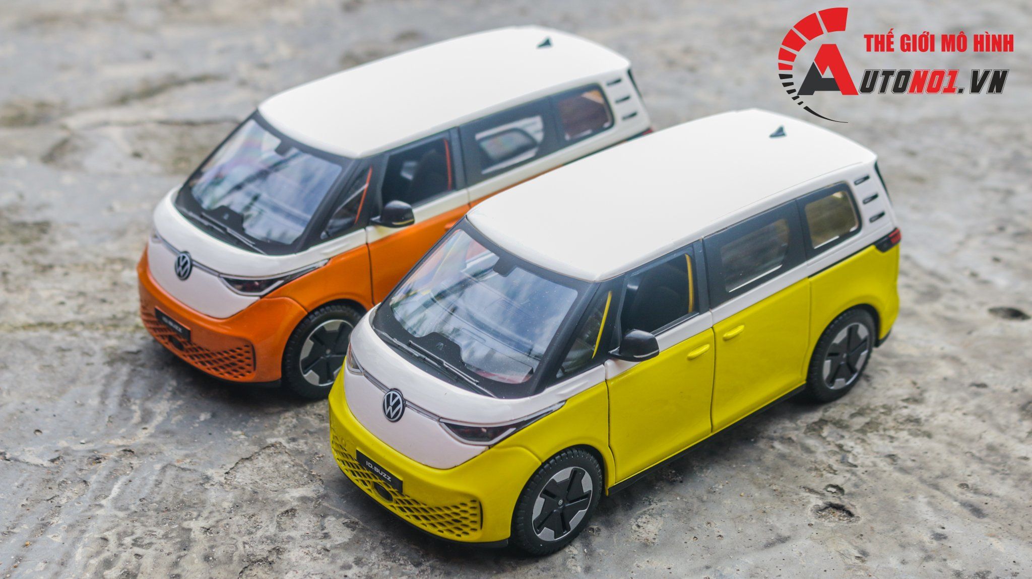 Mô hình xe ô tô điện ID. Buzz Volkswagen mở 2 cửa và cốp sau tỉ lệ 1:24 Maisto OT535