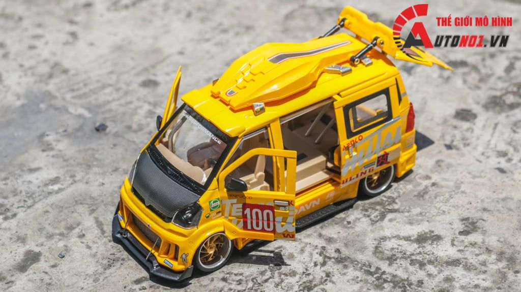 Mô hình xe Van phiên bản độ Wuling HongGuang 1:24 hộp xốp Jinlifang OT120
