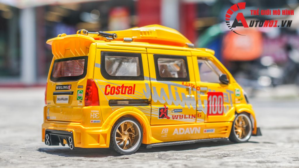 Mô hình xe Van phiên bản độ Wuling HongGuang 1:24 hộp xốp Jinlifang OT120