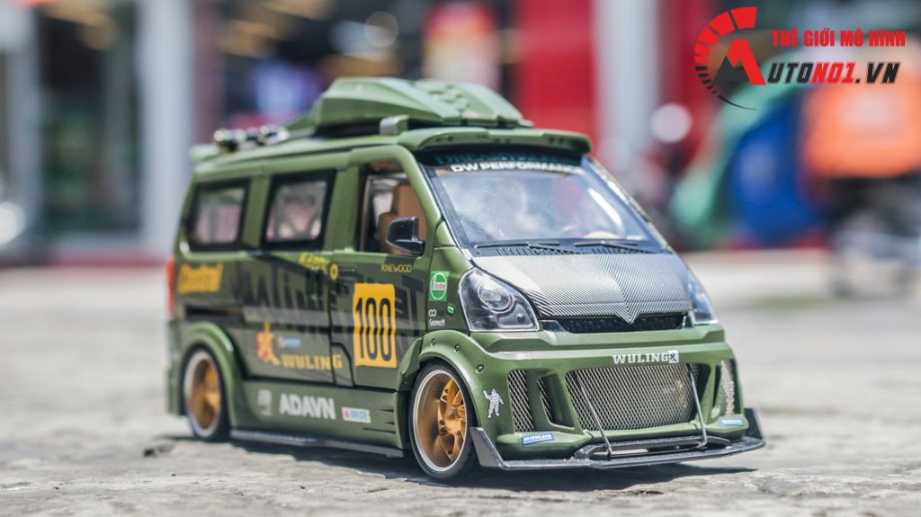 Mô hình xe Van phiên bản độ Wuling HongGuang 1:24 hộp xốp Jinlifang OT120
