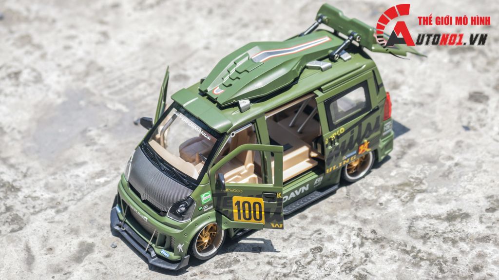 Mô hình xe Van phiên bản độ Wuling HongGuang 1:24 hộp xốp Jinlifang OT120