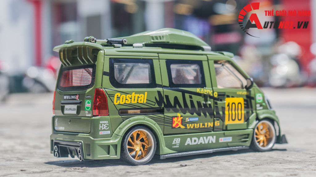Mô hình xe Van phiên bản độ Wuling HongGuang 1:24 hộp xốp Jinlifang OT120
