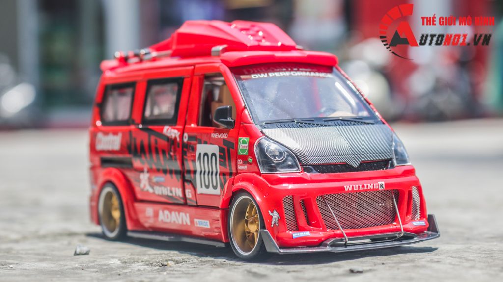 Mô hình xe Van phiên bản độ Wuling HongGuang 1:24 hộp xốp Jinlifang OT120