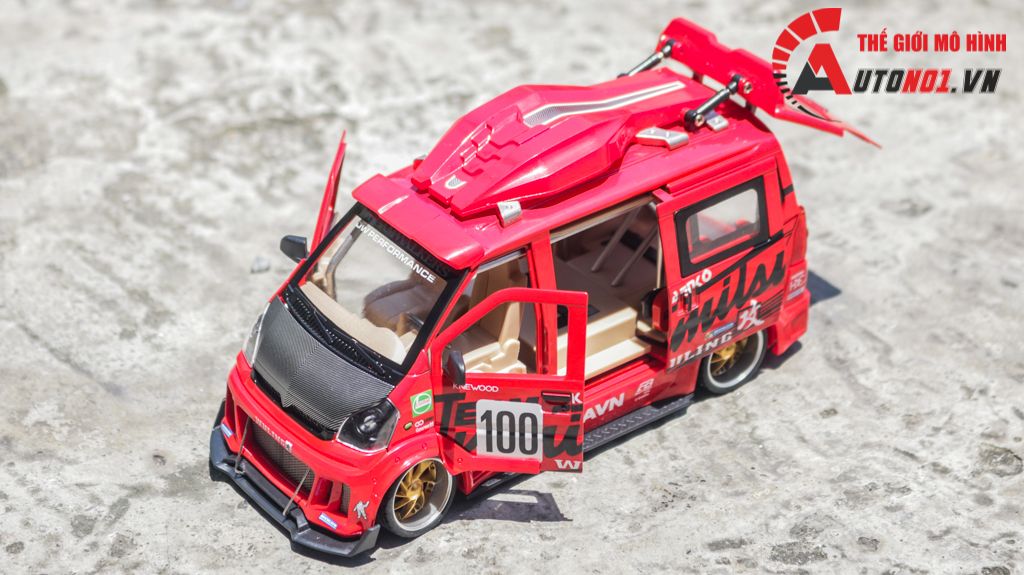 Mô hình xe Van phiên bản độ Wuling HongGuang 1:24 hộp xốp Jinlifang OT120