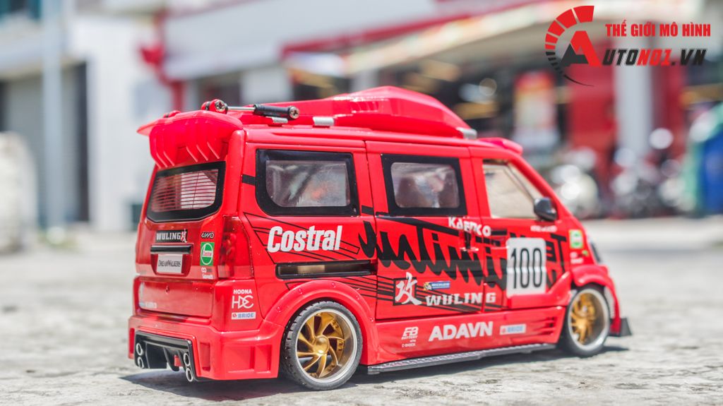 Mô hình xe Van phiên bản độ Wuling HongGuang 1:24 hộp xốp Jinlifang OT120