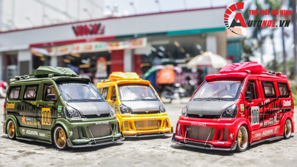 Mô hình xe Van phiên bản độ Wuling HongGuang 1:24 hộp xốp Jinlifang OT120