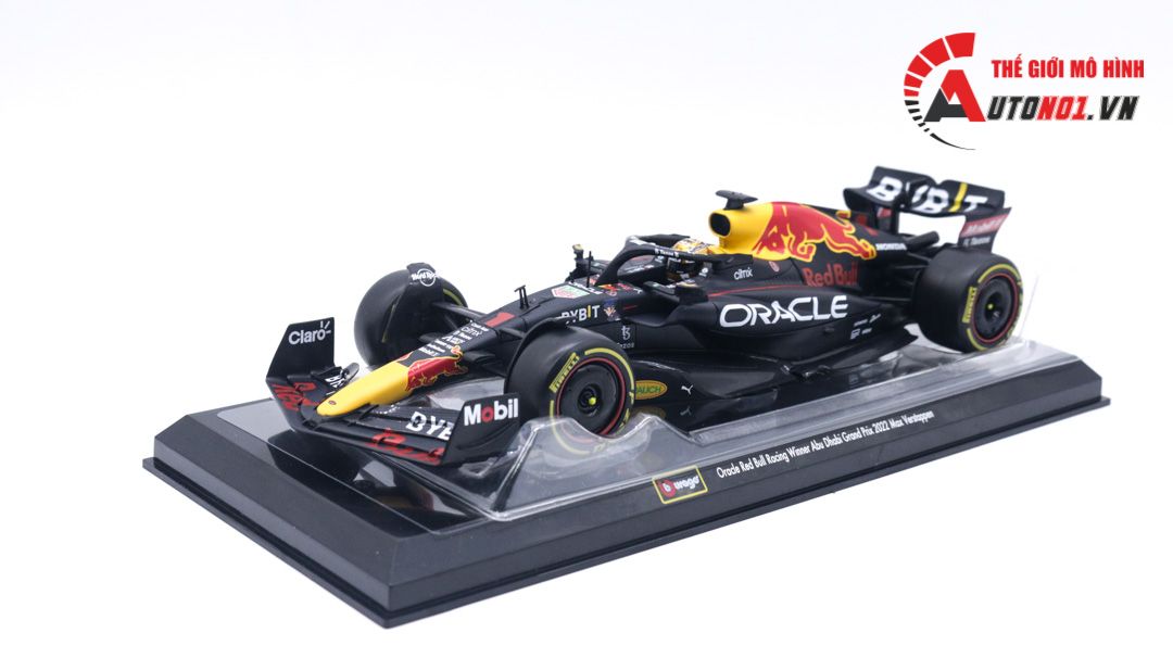  Mô hình xe đua F1 Oracle Red Bull racing 2022 RB18 hộp mica có figure 1:24 Bburago OT061 