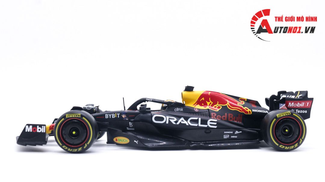  Mô hình xe đua F1 Oracle Red Bull racing 2022 RB18 hộp mica có figure 1:24 Bburago OT061 