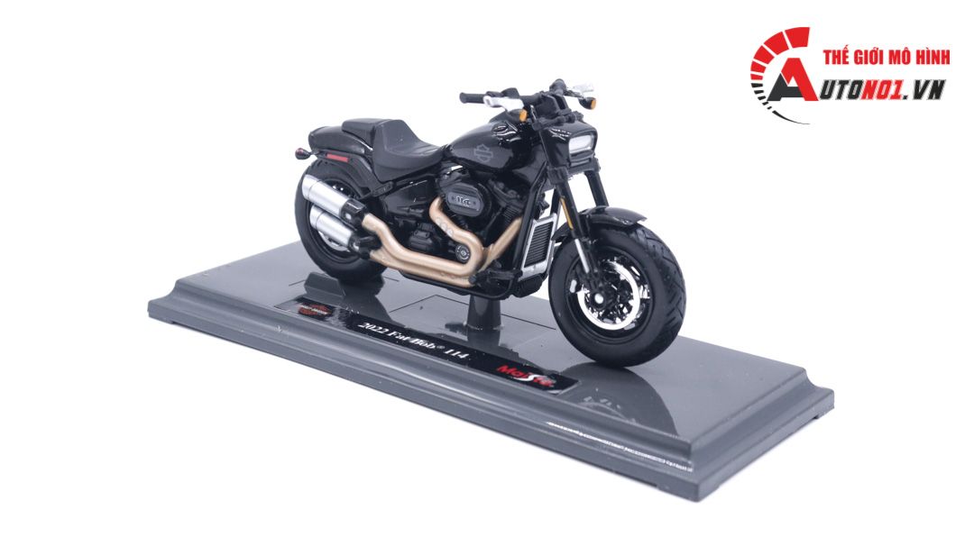 Mô hình Harley Davidson 2022 Fat Bob 114 black 1:18 Maisto 39360 MT020