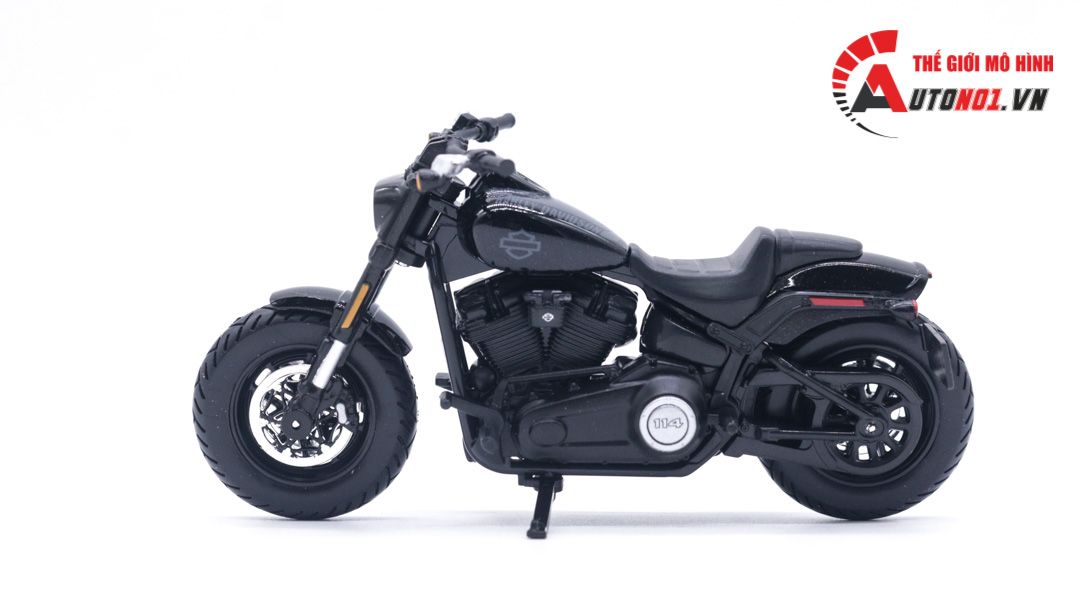 Mô hình Harley Davidson 2022 Fat Bob 114 black 1:18 Maisto 39360 MT020