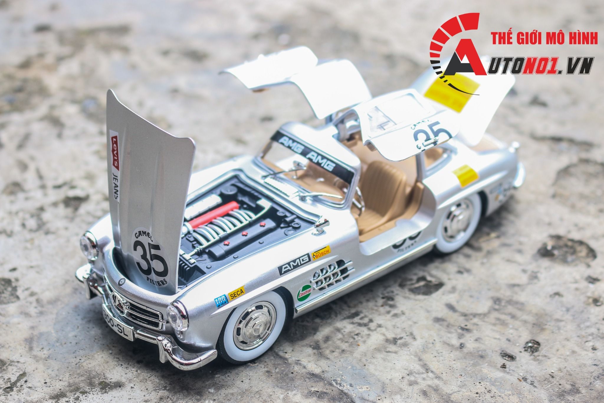 Mô hình xe Mercedes-Benz 300SL phiên bản AMG racing tỉ lệ 1:24 Jinlifang OT570