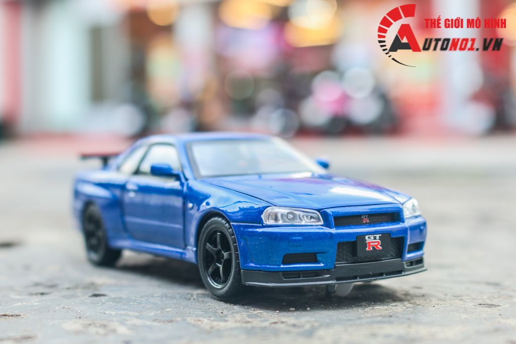 Mô hình xe ô tô Nissan GT-R R34 Fast & Furious full open - full kính - có đèn - âm thanh tỉ lệ 1:32 Jinlifiang OT574