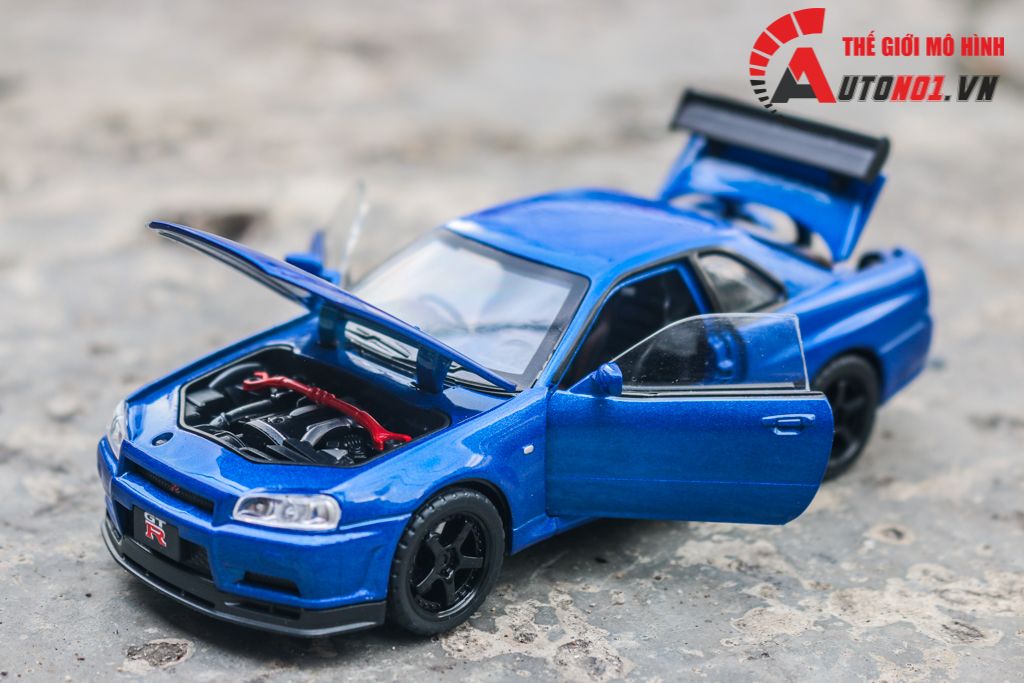 Mô hình xe ô tô Nissan GT-R R34 Fast & Furious full open - full kính - có đèn - âm thanh tỉ lệ 1:32 Jinlifiang OT574