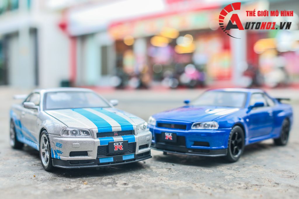 Mô hình xe ô tô Nissan GT-R R34 Fast & Furious full open - full kính - có đèn - âm thanh tỉ lệ 1:32 Jinlifiang OT574
