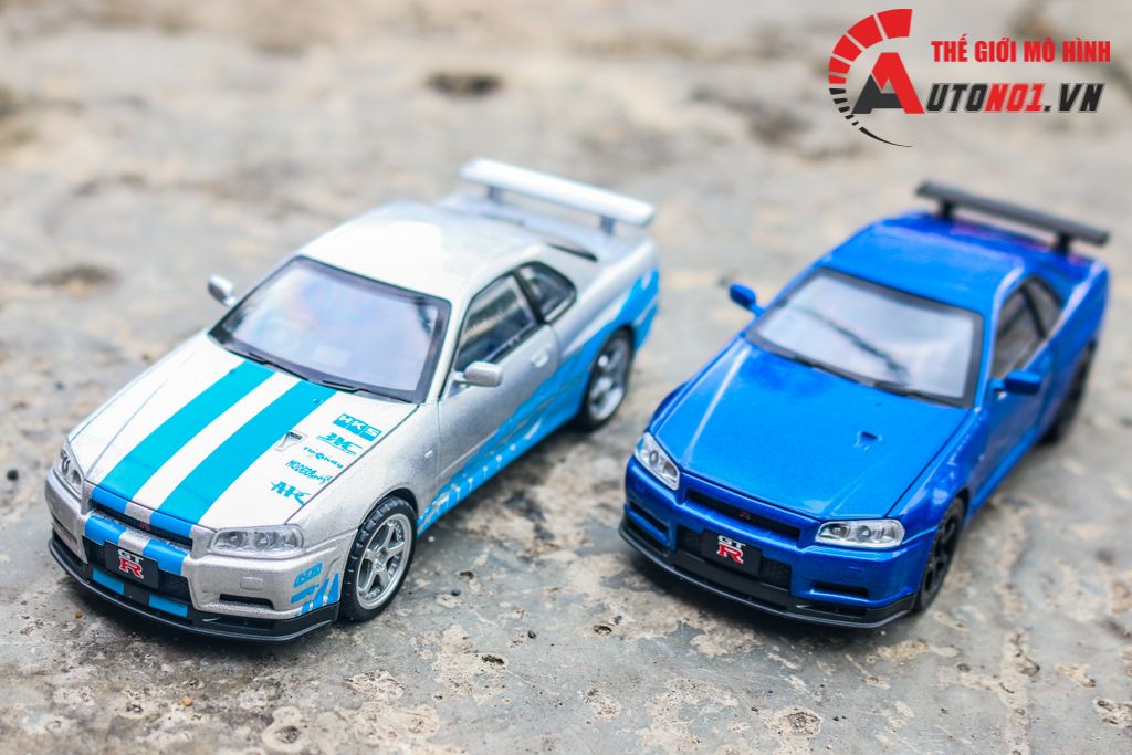 Mô hình xe ô tô Nissan GT-R R34 Fast & Furious full open - full kính - có đèn - âm thanh tỉ lệ 1:32 Jinlifiang OT574