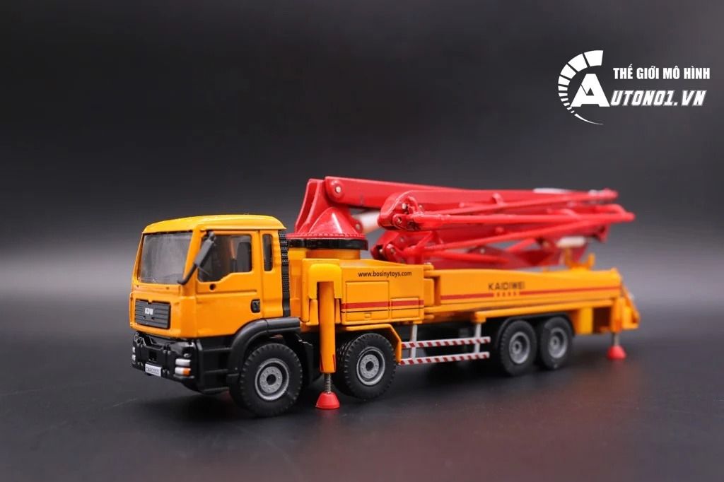 Mô hình xe công trình- bơm bê tông bằng kim loại tỉ lệ 1:55 625025 Kaidiwei 6472