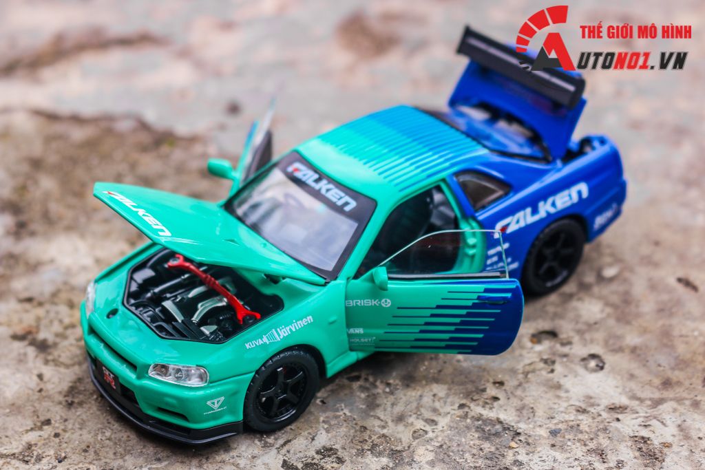 Mô hình xe Nissan GT-R R34 phiên bản racing full open tỉ lệ 1:32 JinliFang OT589