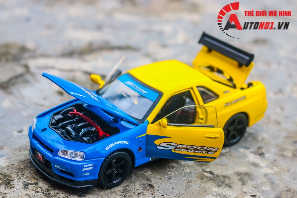Mô hình xe Nissan GT-R R34 phiên bản racing full open tỉ lệ 1:32 JinliFang OT589