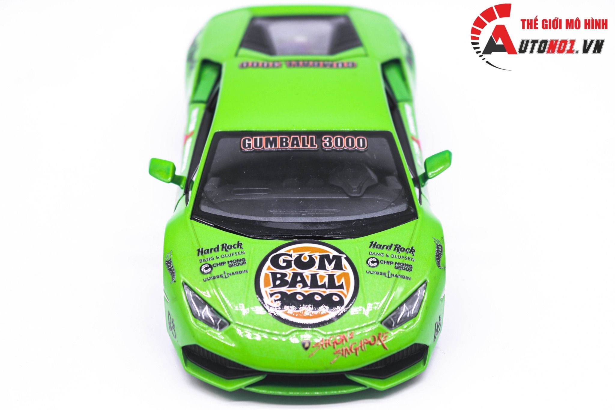 Mô hình xe custom Huracan Gumball3000 Green tỉ lệ 1:24 Welly DO24002