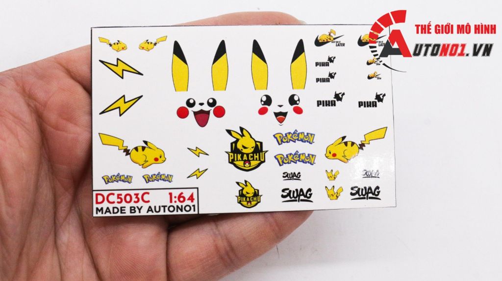 DECAL NƯỚC DECAL NƯỚC PIKACHU 1:64 AUTONO1 DC503C