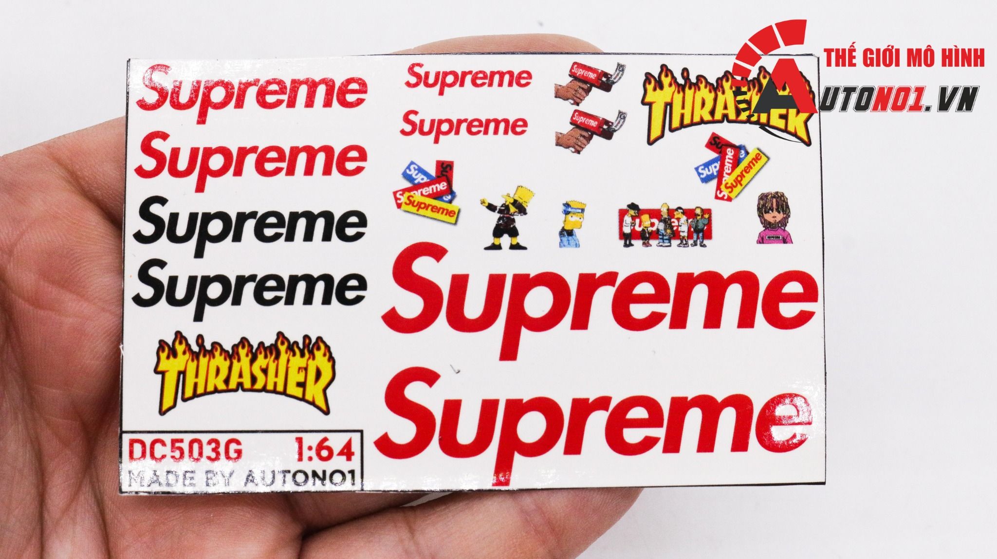  Decal nước trang trí Supreme Thrasher dán mọi nền màu cho xe mô hình tỉ lệ 1:64 DC503 