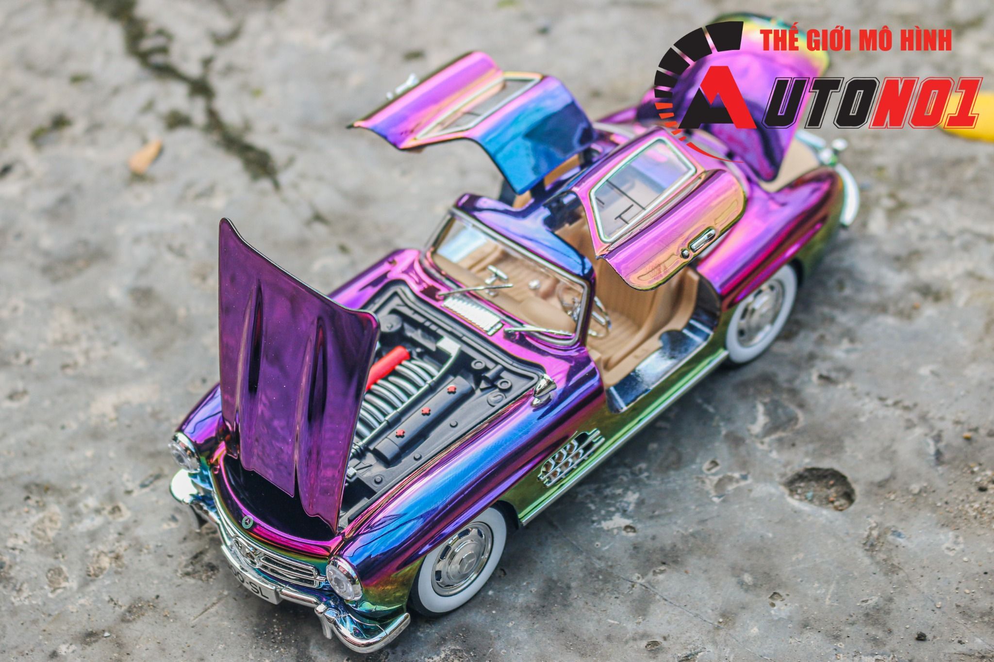 Mô hình xe Mercedes - Benz 300SL full open - có âm thanh - đèn - đánh lái tỉ lệ 1:24 Jinlifiang OT24023