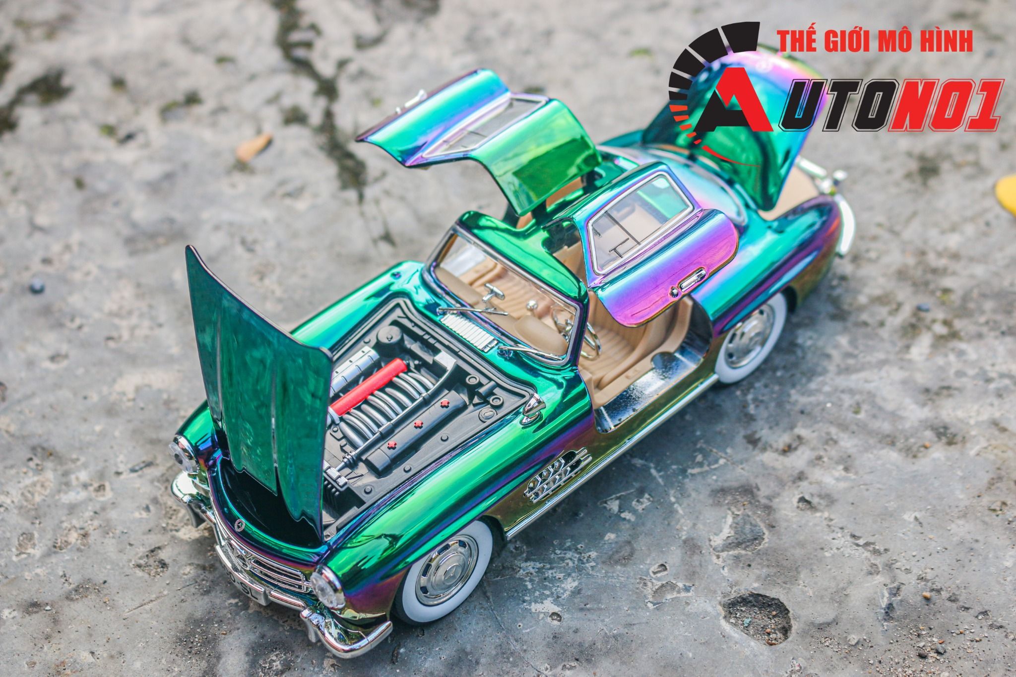 Mô hình xe Mercedes - Benz 300SL full open - có âm thanh - đèn - đánh lái tỉ lệ 1:24 Jinlifiang OT24023