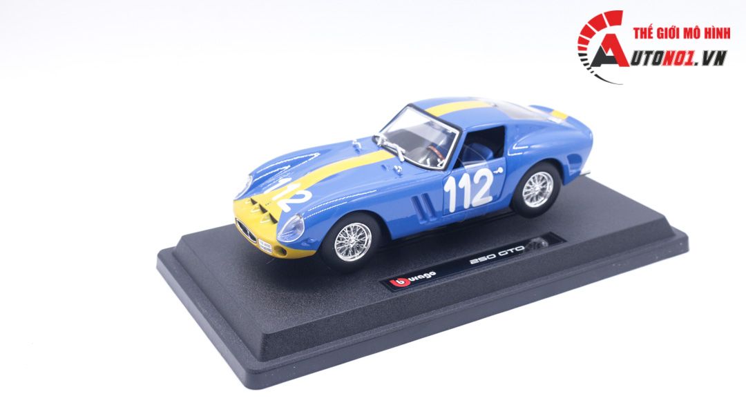 Mô hình xe ô tô Ferrari 250 GTO 1962 race tỉ lệ 1:24 Bburago OT117