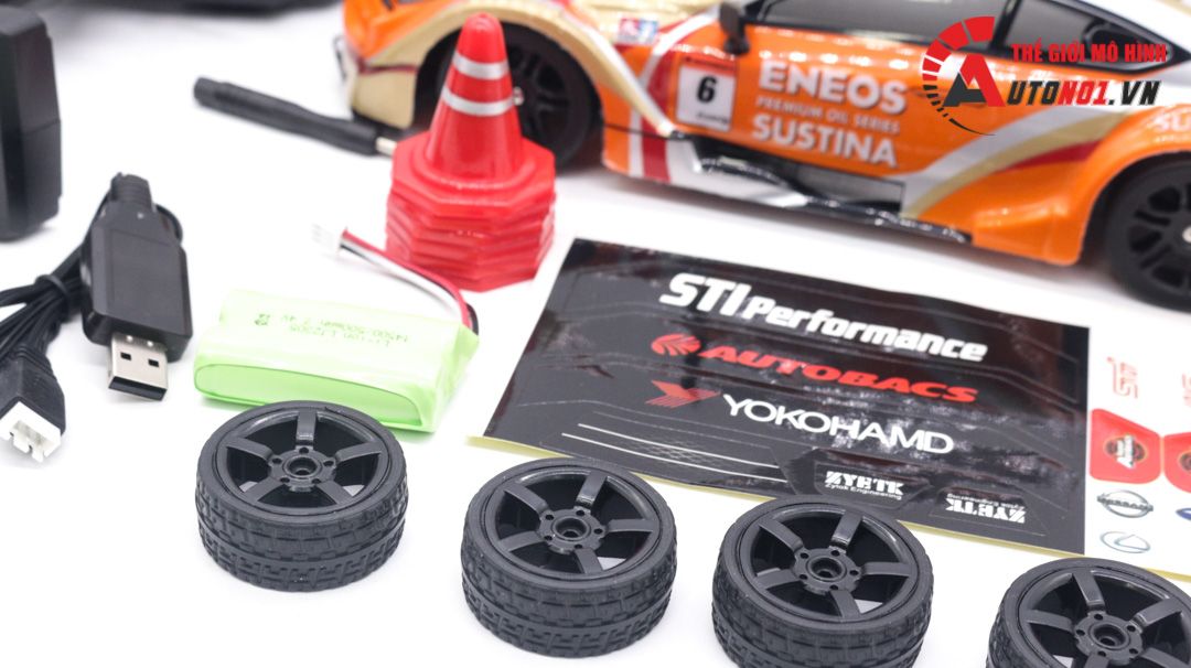 Xe điều khiển Drift 2 cầu bản nâng cấp có điều tốc, có đèn, bánh drift ENEOS cam model 2023 pin 7.4v 30km/h Dk020