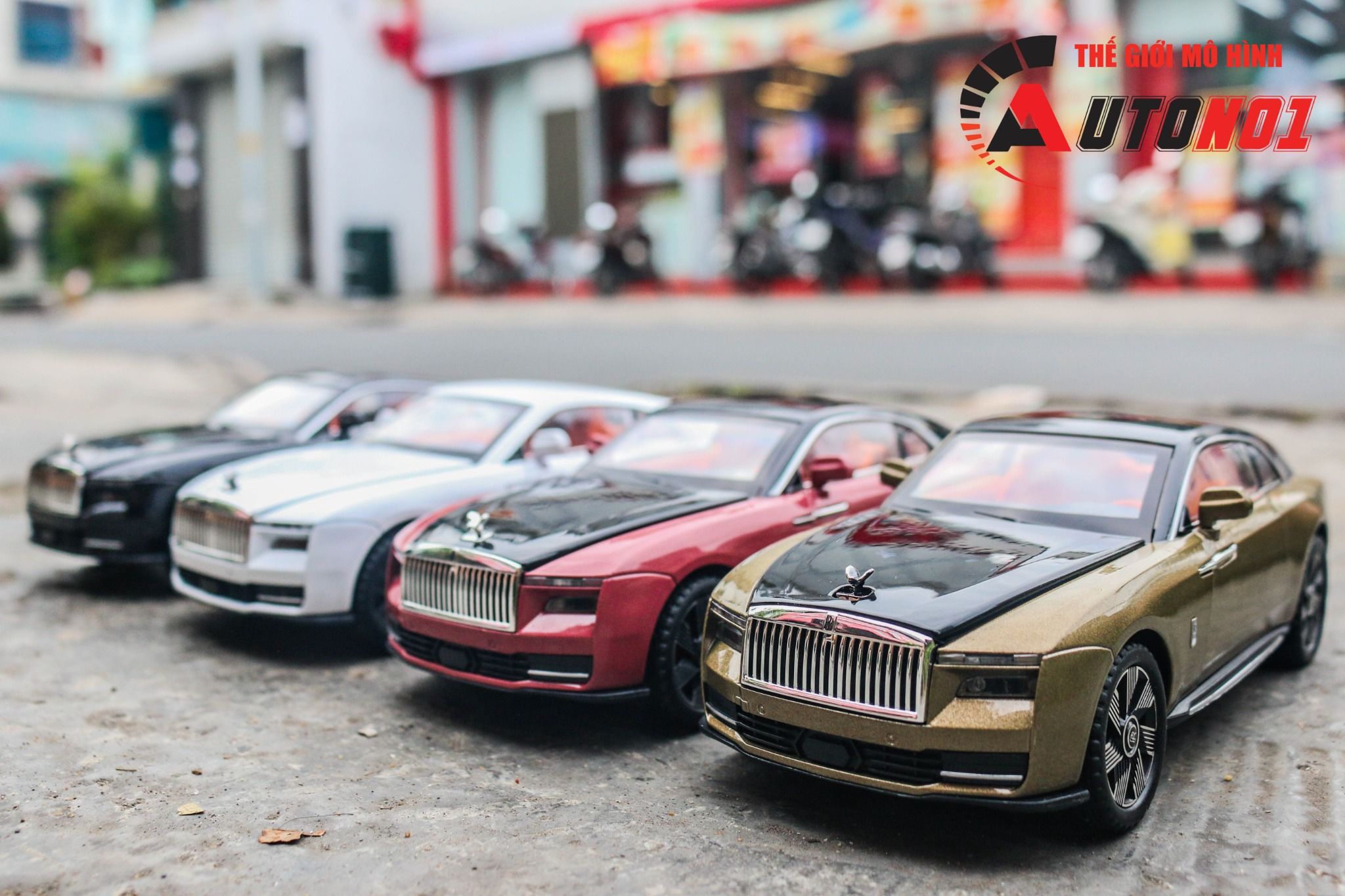 Mô hình xe Rolls Royce Spectre full open - bầu trời sao - full kính tỉ lệ 1:24 JinliFang OT24040